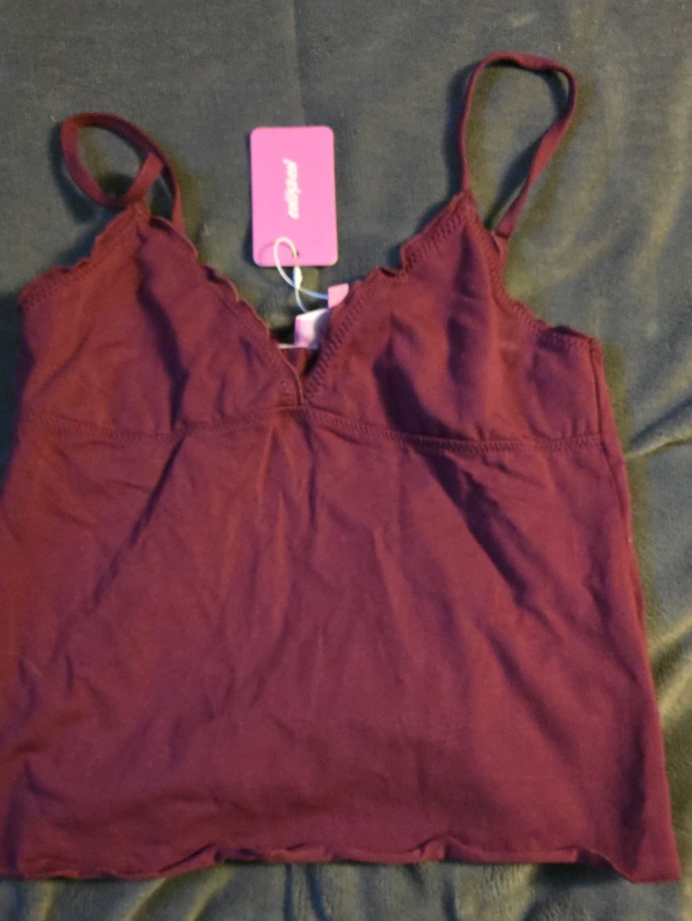 Edikted Burgundy Scallop-Trim Camisole